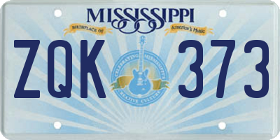 MS license plate ZQK373