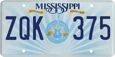 MS license plate ZQK375