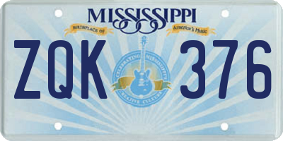 MS license plate ZQK376