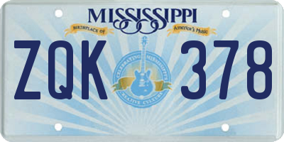 MS license plate ZQK378
