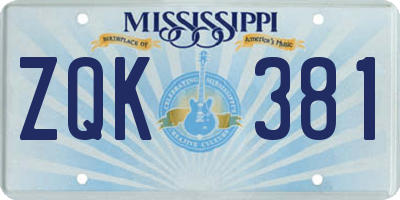MS license plate ZQK381
