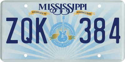 MS license plate ZQK384