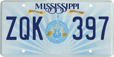 MS license plate ZQK397