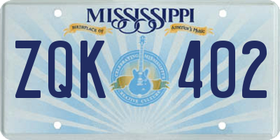 MS license plate ZQK402