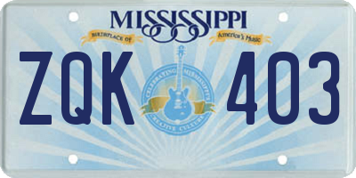 MS license plate ZQK403