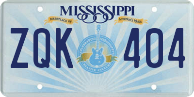 MS license plate ZQK404