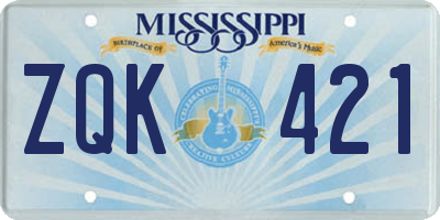 MS license plate ZQK421