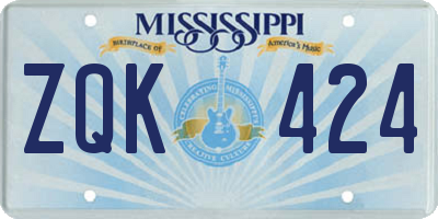 MS license plate ZQK424