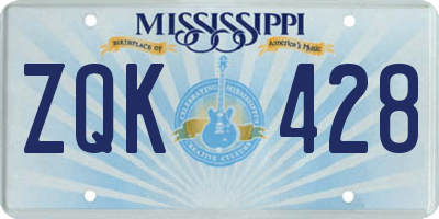 MS license plate ZQK428