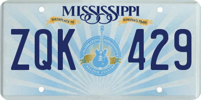 MS license plate ZQK429