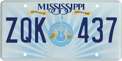 MS license plate ZQK437