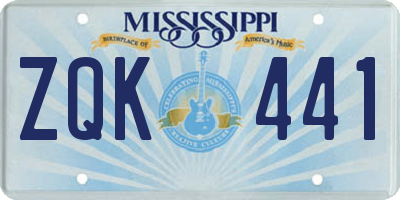 MS license plate ZQK441