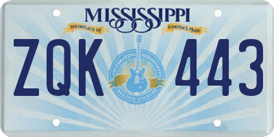 MS license plate ZQK443