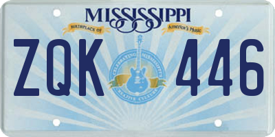 MS license plate ZQK446