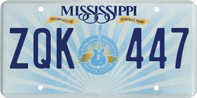 MS license plate ZQK447