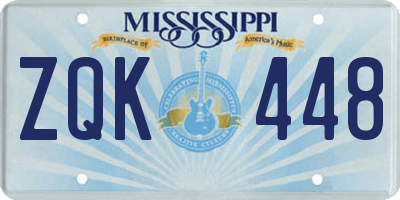 MS license plate ZQK448