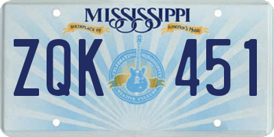 MS license plate ZQK451