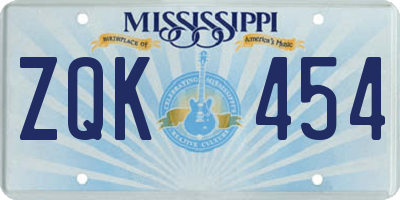 MS license plate ZQK454