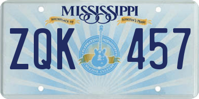 MS license plate ZQK457