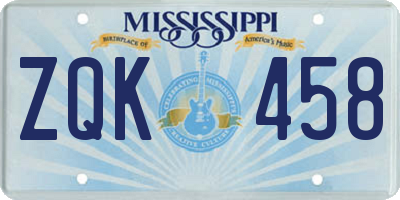 MS license plate ZQK458