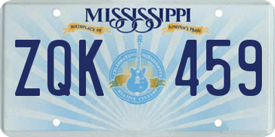 MS license plate ZQK459