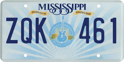 MS license plate ZQK461