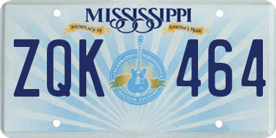 MS license plate ZQK464