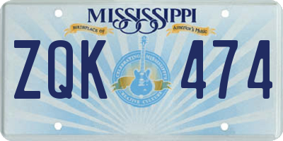 MS license plate ZQK474