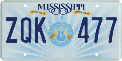 MS license plate ZQK477