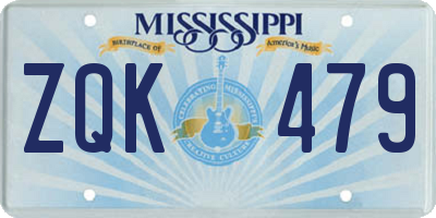 MS license plate ZQK479