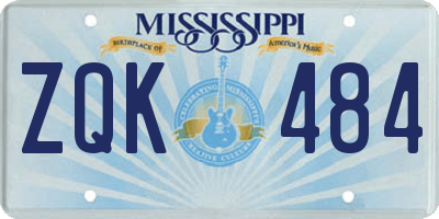 MS license plate ZQK484