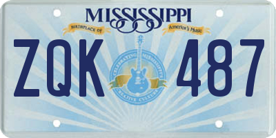 MS license plate ZQK487