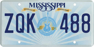 MS license plate ZQK488