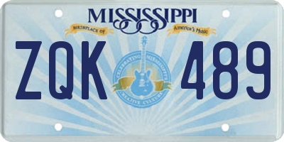 MS license plate ZQK489