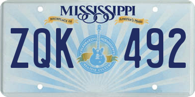 MS license plate ZQK492