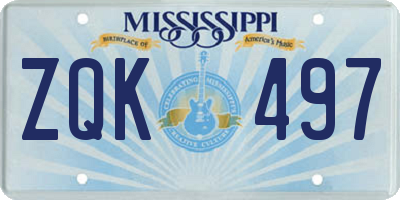 MS license plate ZQK497