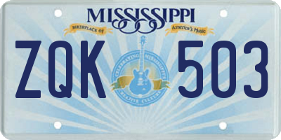 MS license plate ZQK503