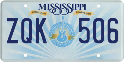 MS license plate ZQK506