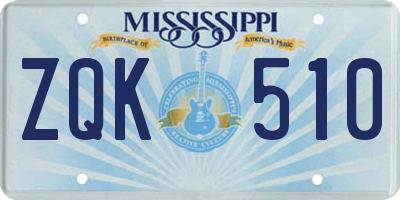 MS license plate ZQK510