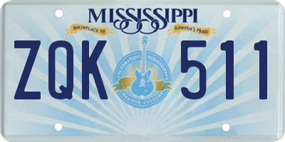 MS license plate ZQK511
