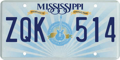 MS license plate ZQK514