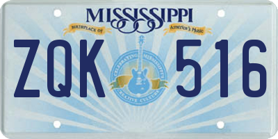 MS license plate ZQK516