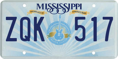 MS license plate ZQK517