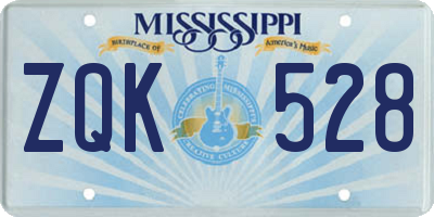 MS license plate ZQK528