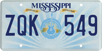 MS license plate ZQK549