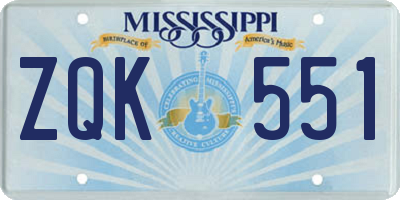 MS license plate ZQK551