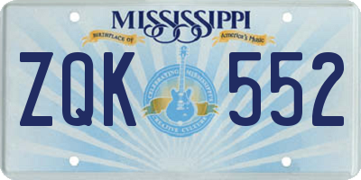 MS license plate ZQK552