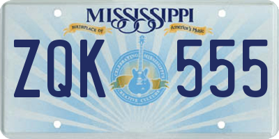 MS license plate ZQK555