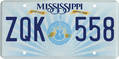 MS license plate ZQK558