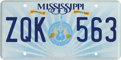 MS license plate ZQK563